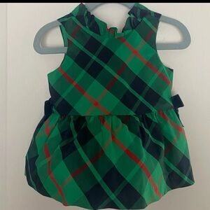 Janie And Jack Green Plaid  Dress Bows Girls 12/18 months Holidays Baby Formal